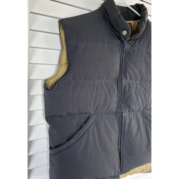 Vintage Jos.A. Bank Clothiers Down Filled Puffer Vest Tan/Navy Made In USA Sz L - Picture 3 of 8
